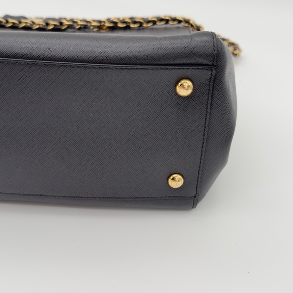 Salvatore Ferragamo Leather Chain Tote Bag Handbag Grey Gold - Picture 8 of 16